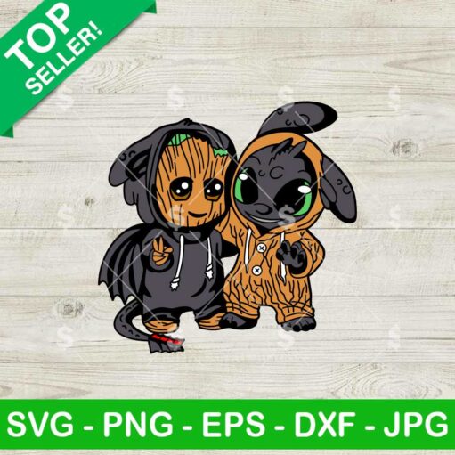 Baby Groot And Toothless Friends SVG