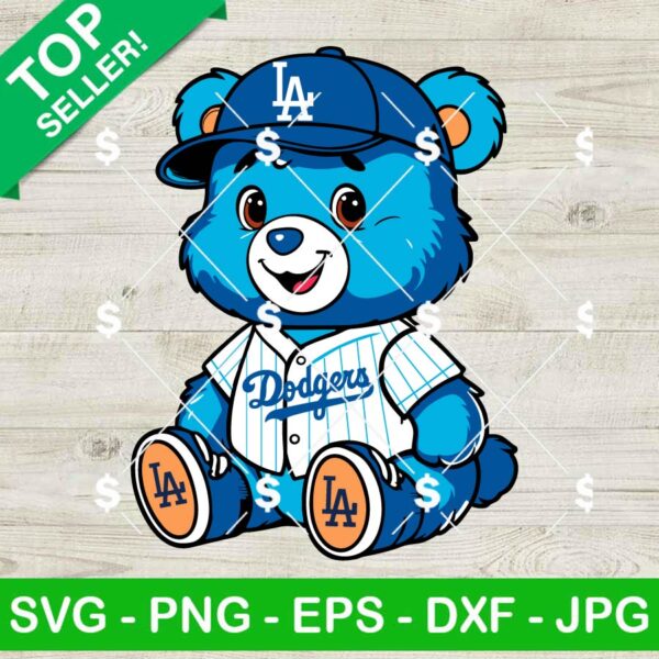 Blue Care Bears LA Dodgers Baseball SVG
