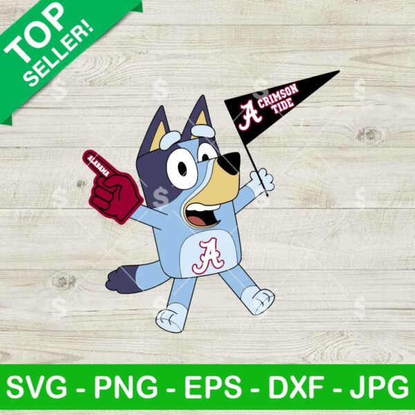 Bluey Alabama Crimson Tide SVG, Bluey Football Flag SVG, Bluey Football Fan SVG