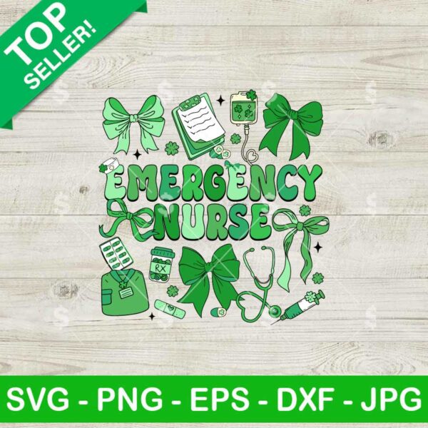 Emergency Nurse Patricks Day Coquette Bow SVG