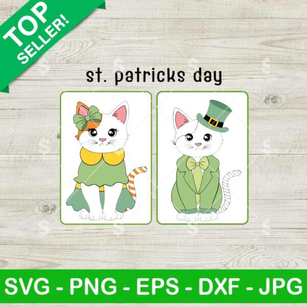 St. Patrick Cute Couple Cat SVG
