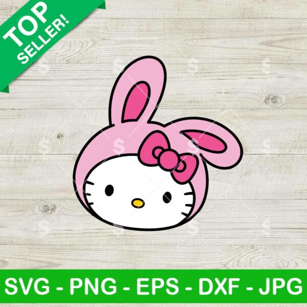 Hello Kitty Easter Bunny Face SVG, Kitty Bunny Face SVG, Hello Easter Kitten SVG