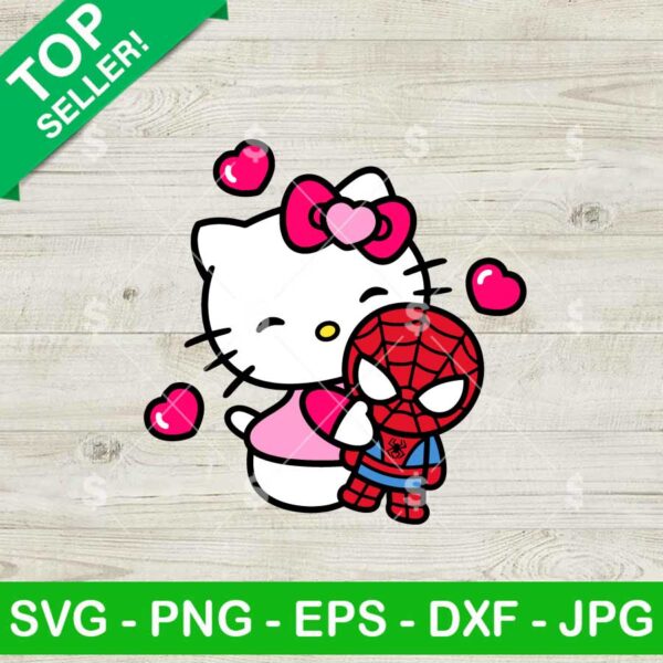 Hello Kitty Spiderman Couple SVG, Hello Kitty With Spiderman SVG, Spider Man Hello Kitty Xoxo SVG