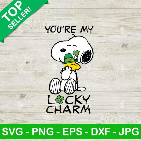 Patrick's Day Wishes With Snoopy SVG, Snoopy Lucky Charm SVG, St Patricks Day SVG