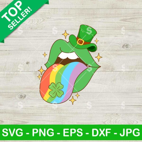 St Patrick's Day Tongue Out Lips SVG