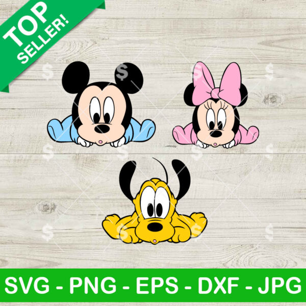 Baby Disney Mouse Peekaboo SVG, Baby Mickey Friends Peeking SVG, Disney Friends SVG