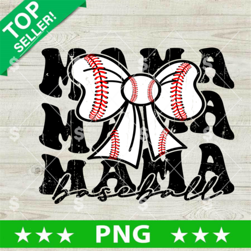 Baseball Mama Coquette Bow PNG