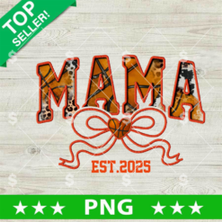 Basketball Mom Est 2025 PNG, Faux Embroidery Basketball Mom PNG, Mama Coquette Bow Sublimation PNG