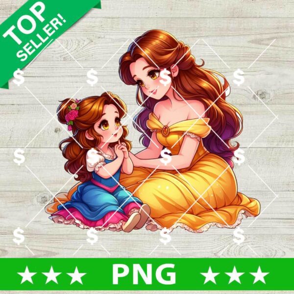 Belle Princess Mom And Daughter PNG
