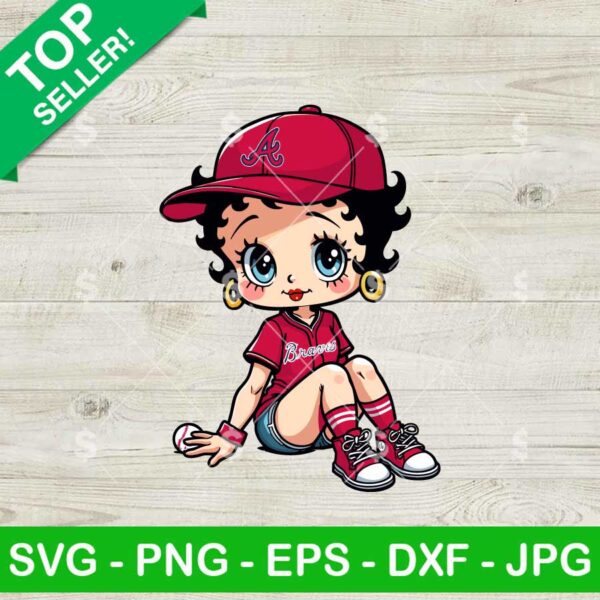 Betty Boop Atlanta Braves Baseball MLB SVG, Betty Boop Girl Baseball MLB SVG