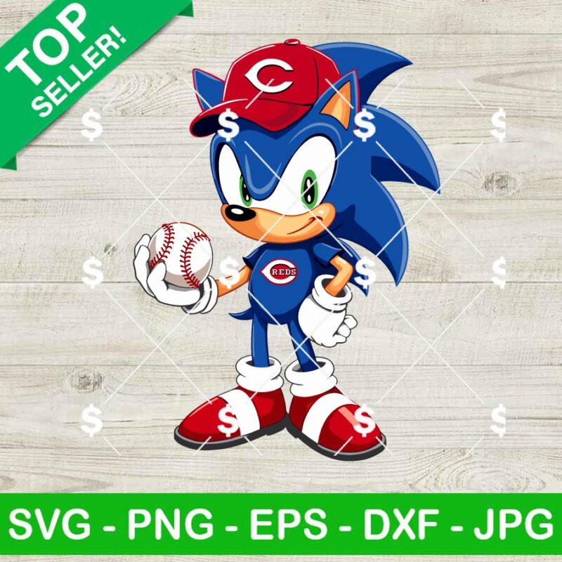 Cincinnati Reds Sonic Baseball Team SVG, Sonic MLB Baseball SVG, Cincinnati Reds MLB Baseball Team SVG