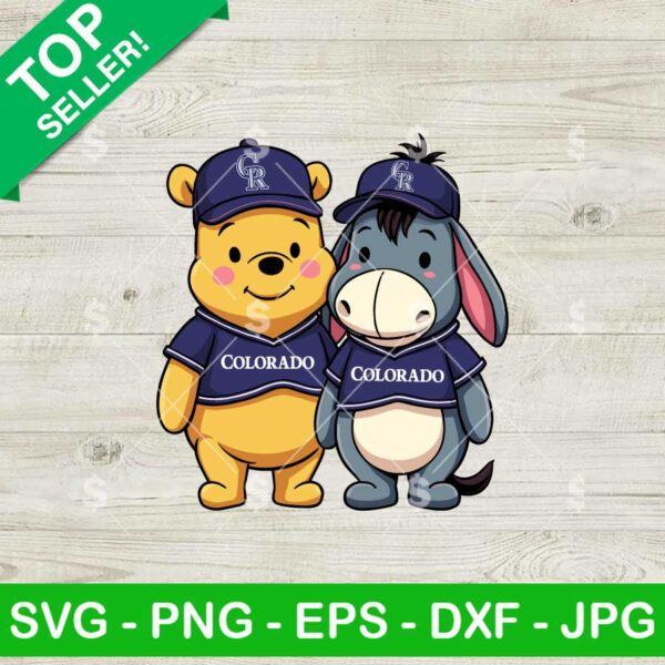 Colorado Rockies Winnie The Pooh And Eeyore Baseball SVG