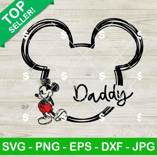 Daddy Mickey Mouse Ears Sketched Disneyland SVG
