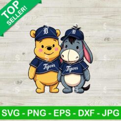 Detroit Tigers Winnie The Pooh And Eeyore Baseball SVG, Winnie The Pooh Baseball MLB SVG