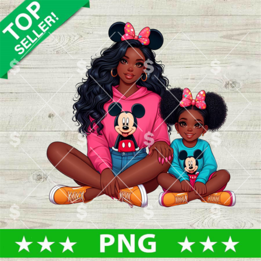 Disney Black Mom and Daughter PNG