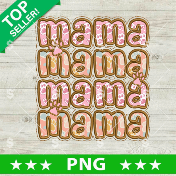 Faux Embroidery Dog Mama PNG