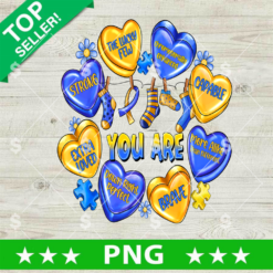 Down Syndrome Heart Candy PNG, Down Syndrome Awareness PNG, You Are Strong Sublimation PNG