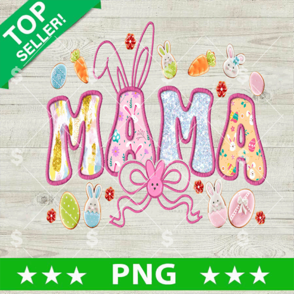 Faux Embroidery Easter Mama PNG