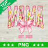 Faux Embroidery Flowers Mama PNG