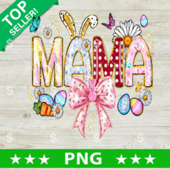 Faux Embroidery Glitter Easter Mama PNG