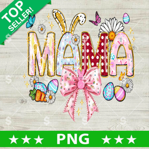 Faux Embroidery Glitter Easter Mama PNG