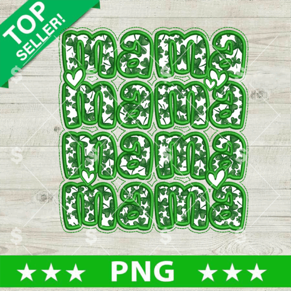 Faux Embroidery Glitter Mama Patricks Day PNG