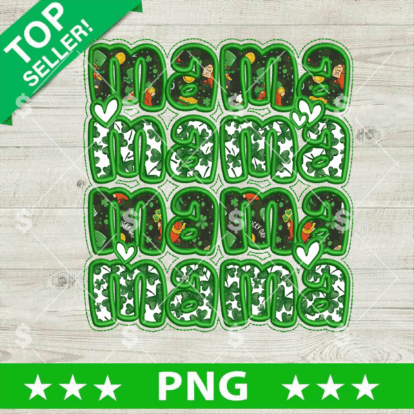 Faux Embroidery Glitter Mama St Patricks Day PNG