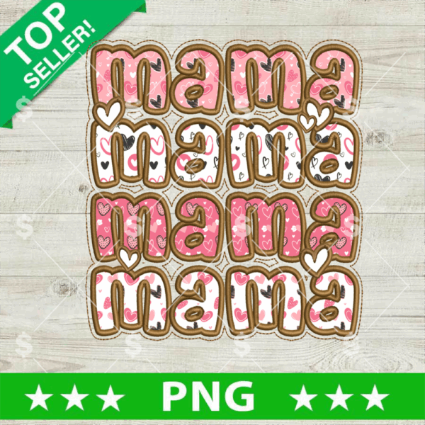 Faux Embroidery Mama Heart PNG