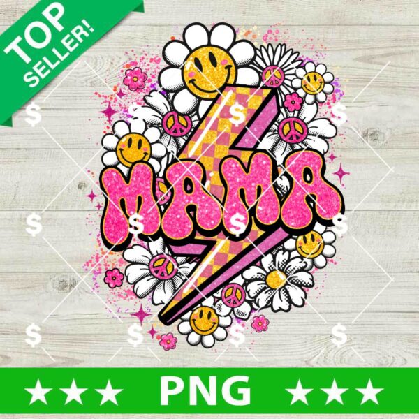 Glitter Mama Retro Flower PNG