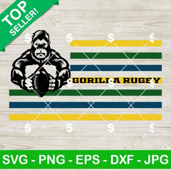 Gorilla Rugby Football Mascot SVG, Rugby Football SVG, Gorilla Rugby SVG