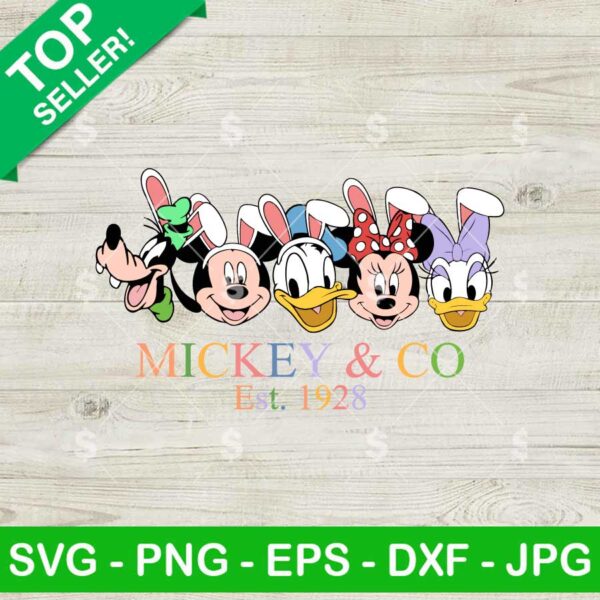 Mickey & Co Happy Easter SVG, Easter Disney Mouse Friends SVG, Bunny Mouse Easter SVG