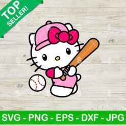Hello Kitty Baseball Player SVG, Pink Kawaii Kitty Baseball SVG, Baseball Player Kitty SVG