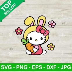 Hello Kitty Easter Bunny SVG, Kitty Bunny Carrot SVG, Easter Egg Bunny SVG