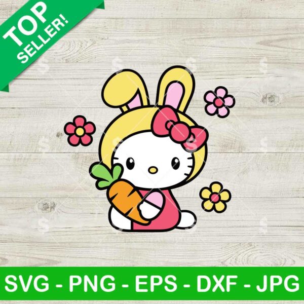 Hello Kitty Easter Bunny SVG, Kitty Bunny Carrot SVG, Easter Egg Bunny SVG
