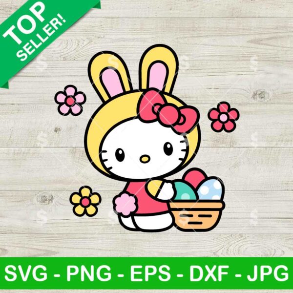 Cute Hello Kitty Easter Bunny SVG