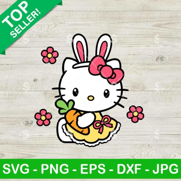 Hello Kitty Easter Bunny With Carrot SVG