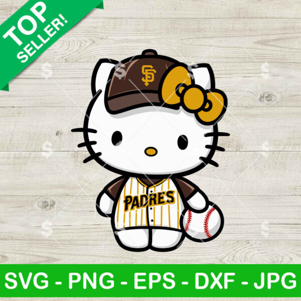 Hello Kitty Padres Baseball SVG