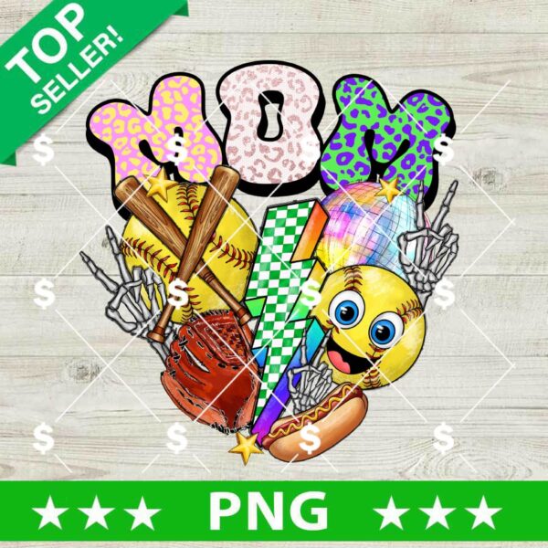 Leopard Glitter Baseball Mama PNG