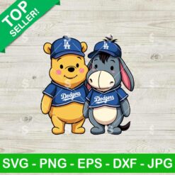 Los Angeles Dodgers Winnie The Pooh And Eeyore Baseball SVG, Winnie The Pooh Baseball MLB SVG