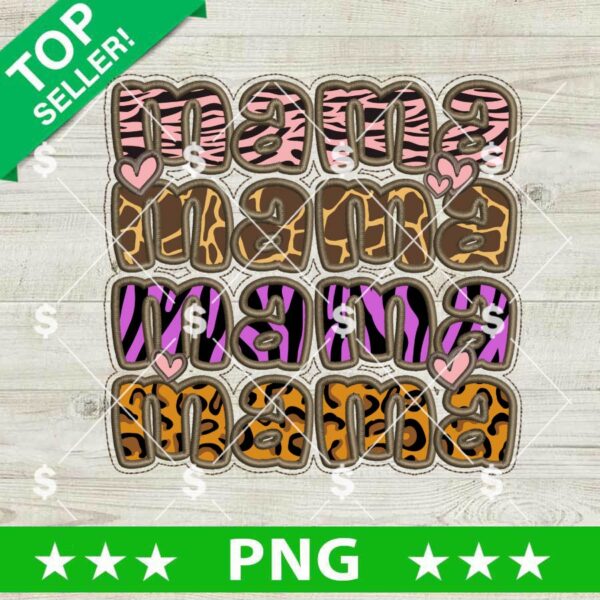 Faux Embroidery Mama Safari PNG