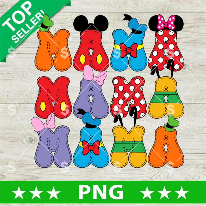 Disney Mouse Friends Mama PNG, Glitter Disney Friends Birthday PNG, Disney Mouse Birthday Sublimation PNG