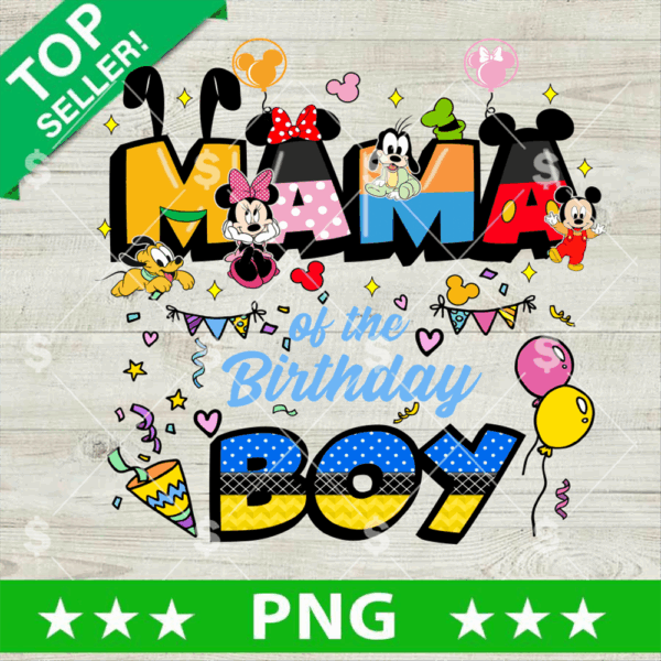 Mickey Mama Birthday Boy PNG, Glitter Disney Friends Birthday PNG, Birthday Boy Sublimation PNG
