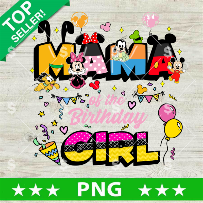 Mickey Mama Birthday Girl PNG, Glitter Disney Friends Birthday PNG, Disney Mouse Birthday Sublimation PNG