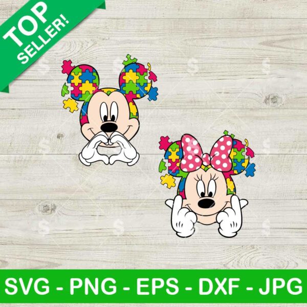 Mickey Minnie Mouse Autism Head SVG