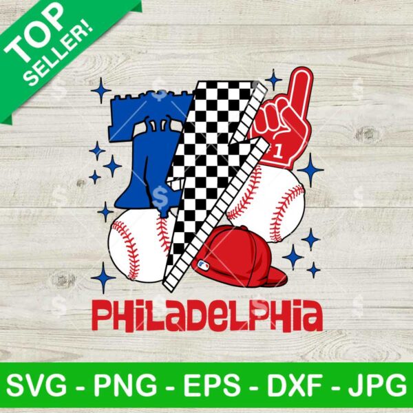 Philadelphia Baseball Checkered Lightning Bolt SVG