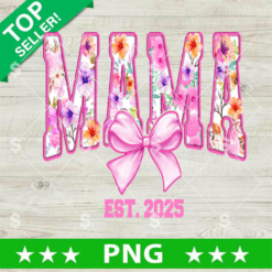 Pink Faux Embroidery Flowers Mama PNG