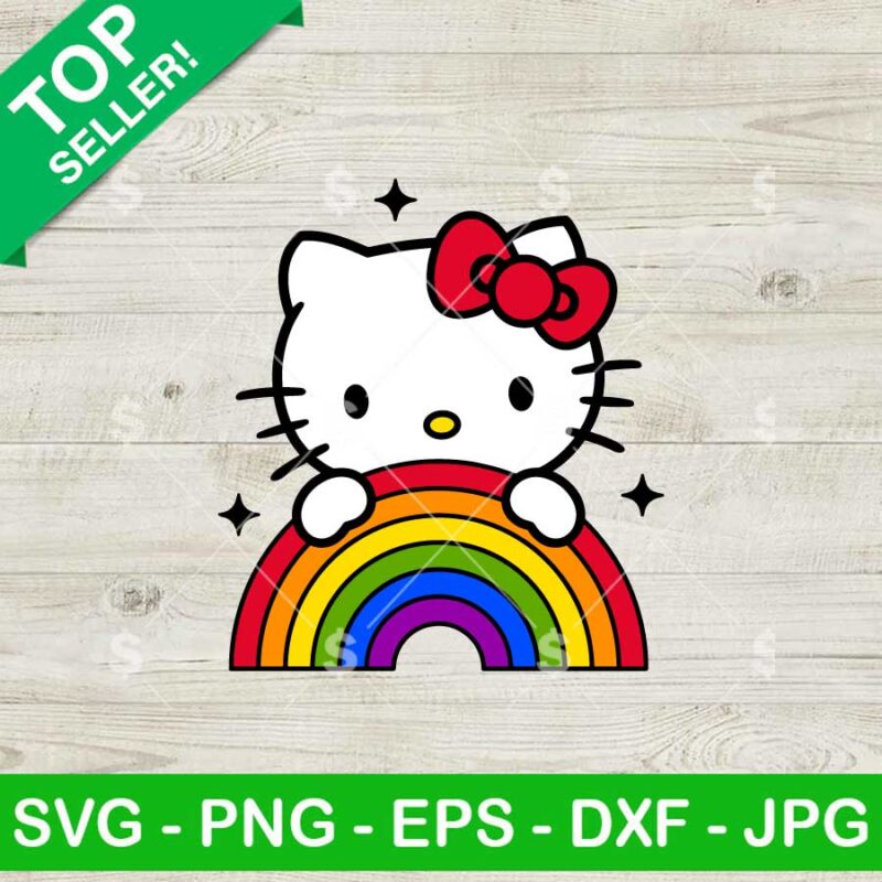 Pride Rainbow Hello Kitty SVG, Sanrio Pride Rainbow SVG, Kitty Cat LGBT Pride SVG