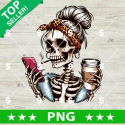 Skeleton Messy Bun Mom PNG