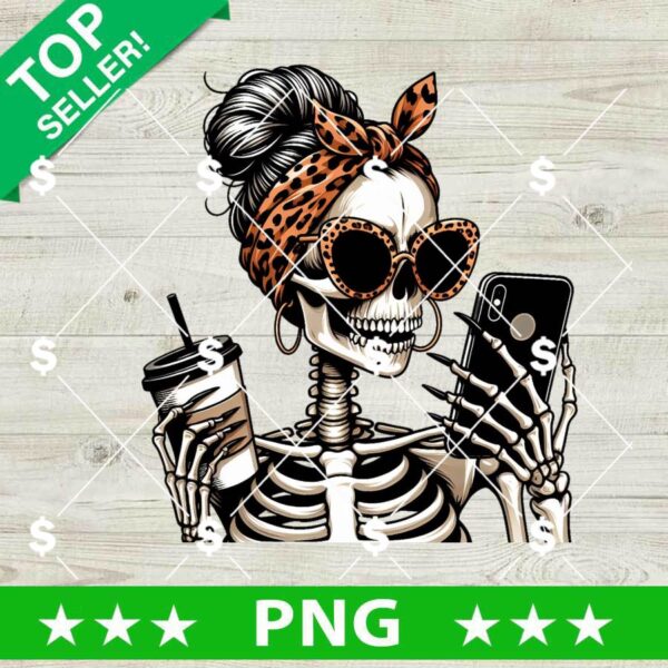 Skeleton Mom Coffee PNG