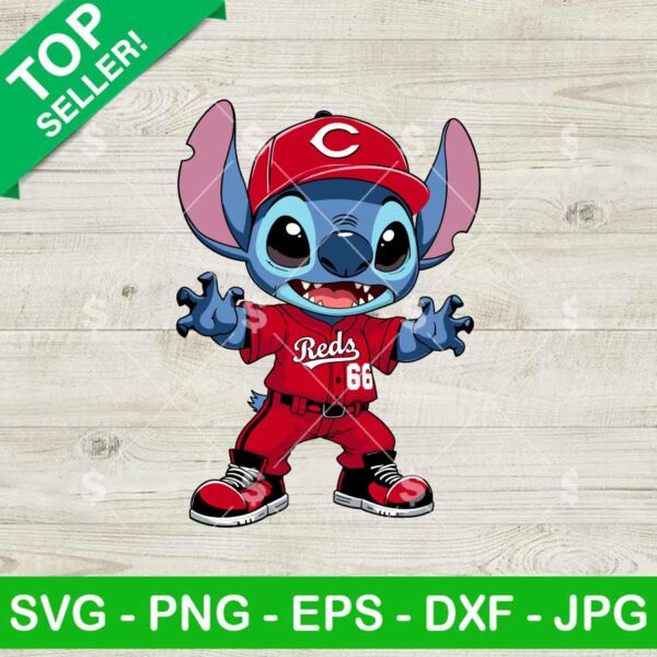 Stitch Cincinnati Reds Baseball Uniform SVG